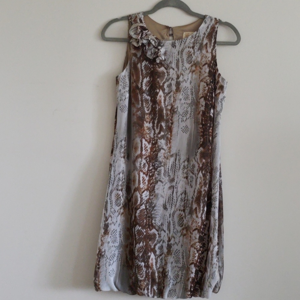 Applique silk animal print cocktail dress